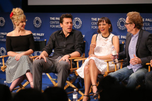 BEVERLY HILLS, CA – April 14, 2016: Andree Vermeulen, Hayes MacArthur, Rashida Jones, and Jere Burns speak onstage at PaleyLive: An Evening with Angie Tribeca on April 14, 2016 at The Paley Center for Media in Beverly Hills. © Imeh Bryant for the Paley Center