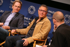 BEVERLY HILLS, CA – April 14, 2016:  Jere Burns, Ira Ungerleider, and Dominic Patten speak onstage at PaleyLive: An Evening with Angie Tribeca on April 14, 2016 at The Paley Center for Media in Beverly Hills. © Imeh Bryant for the Paley Center